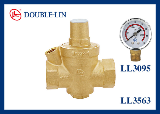 Βαλβίδα μείωσης πίεσης ορείχαλκου 0℃ έως 80℃ Θερμοκρασία λειτουργίας 1/2"-2" 16 Bar Σπείρωμα ISO228